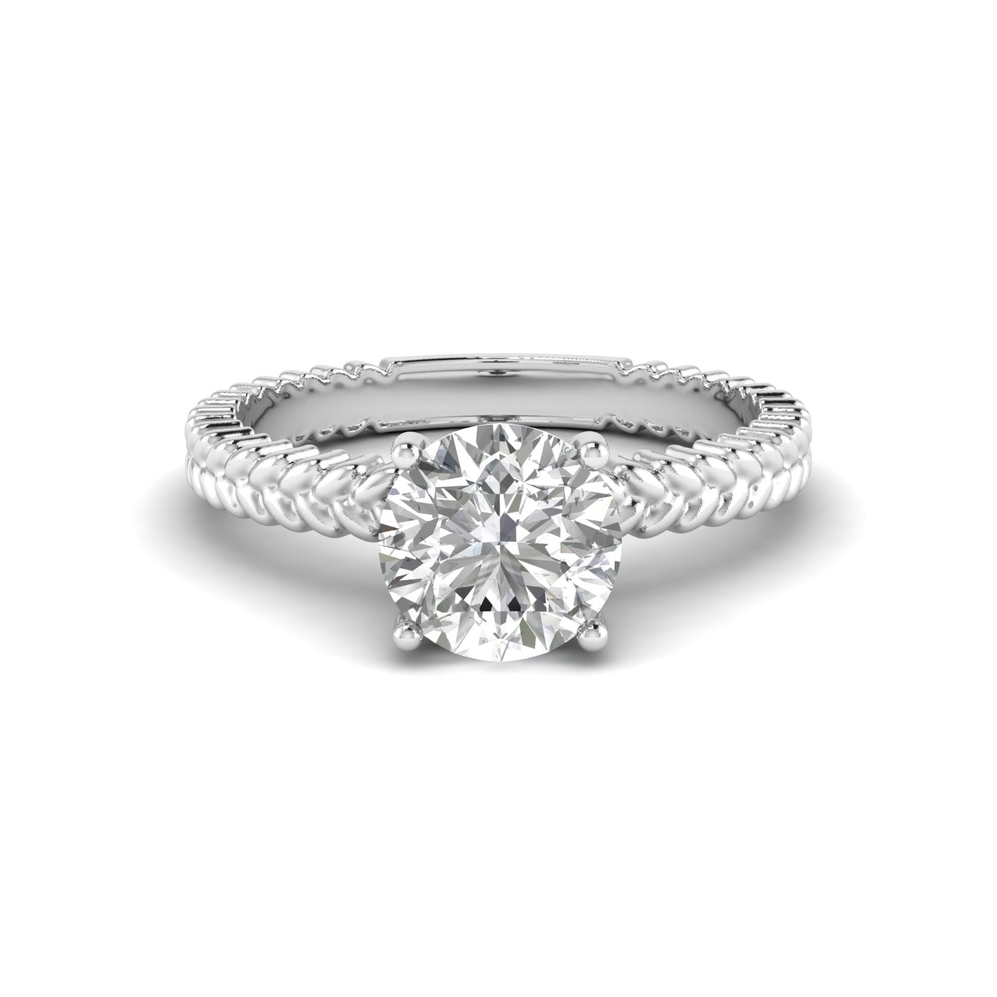White Gold Studded 1.3 Carat Lab Grown Diamond Ring E Color VS1 Clarity.